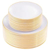 50/36/25/14/12/7/1pc Gold Plastic Plates - White Base With Gold Rim, Elegant Reusable Dessert/Cake/Salad Plates, 7.5"/10.25" (Multiple Quantity Options), Suitable For Outdoor, Birthday Party, Wedding, And Restaurant Christmas Gift